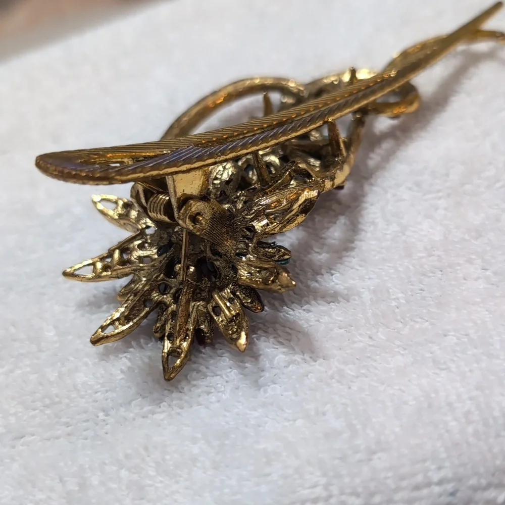 Vintage Art Deco Style Large Flower Rhinestone Hair Clip